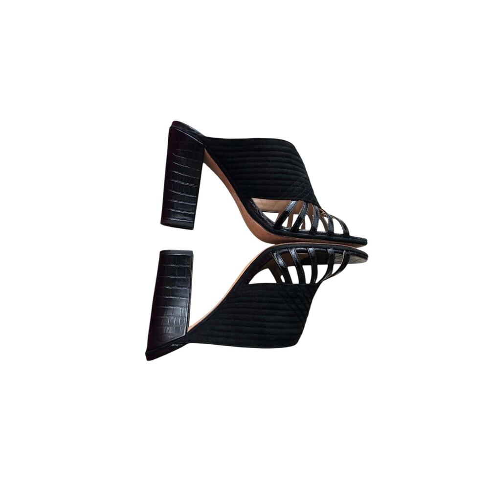 Tory Burch Mule Black Suede & Patent Leather Block Heel Sandals Size 10 NIB - Picture 1 of 10